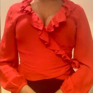 Bershka scarlett red wrap shirt